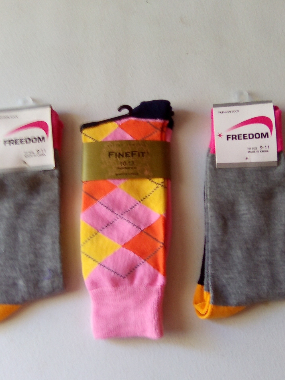 Men’s Argyle Crew Socks - Pink, Yellow & Orange ( Bag B )